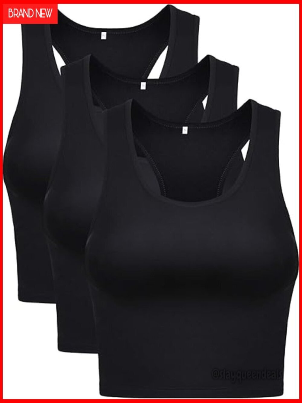 3-Pack Cotton Spandex Racerback Crop Tank Tops for Workouts and Gym